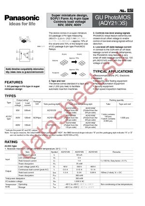 AQY210S datasheet  